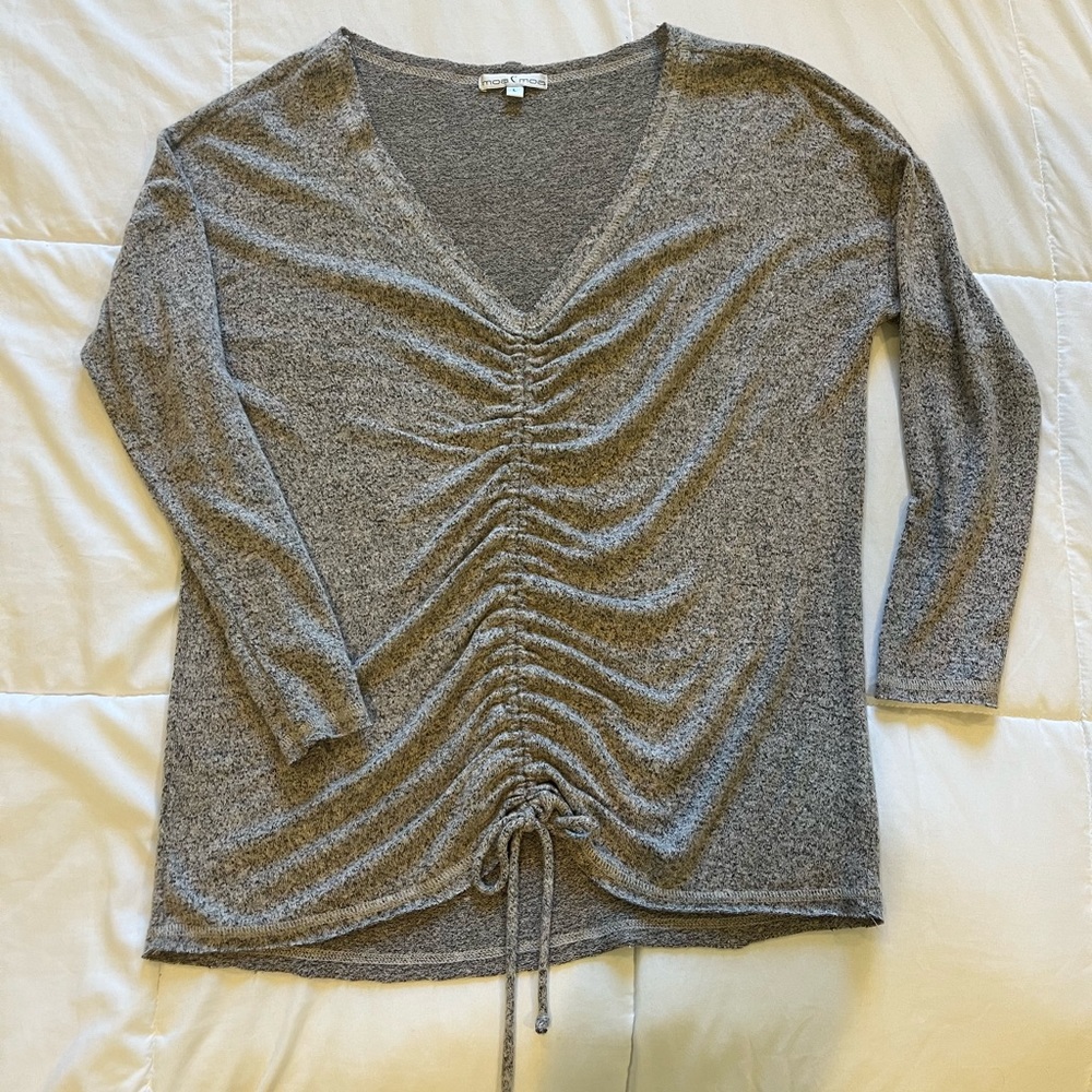 Large Gray ruched top, adjustable. So soft!